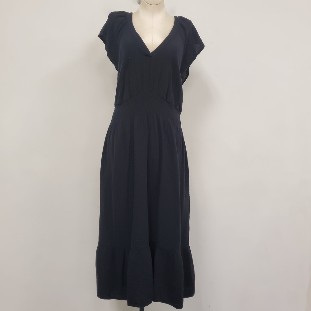 Old Navy Gauzy Tiered Maxi Dress Size XXL Black Dark Cottagecore Pockets Boho